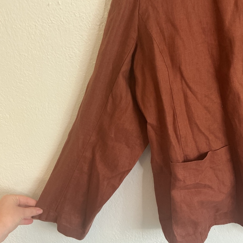 Eileen Fisher Women's Organic Linen Blazer Jacket Rust Orange size XL - Picture 7 of 9